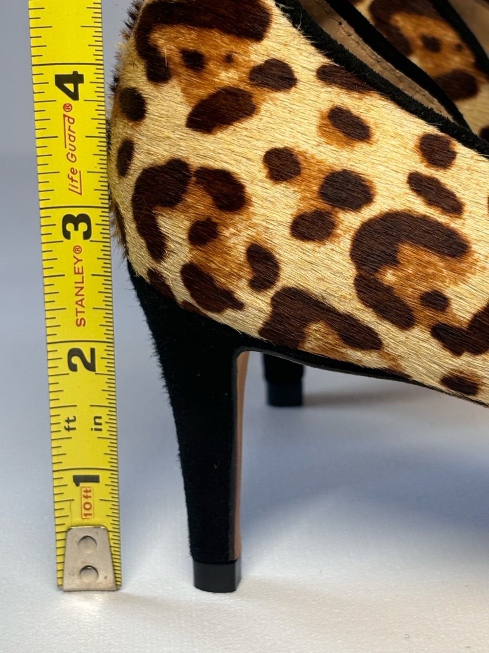 Antonio Melani Leopard Print Calf Hair Ankle Strap Heels S 8.5 Pointed Toe Pumps - Picture 13 of 13
